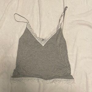 Gray Lace Trim Cami Top